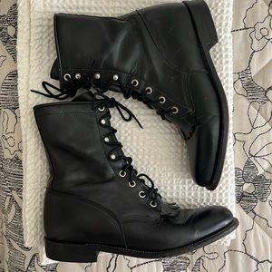 Black leather vintage Justin boots